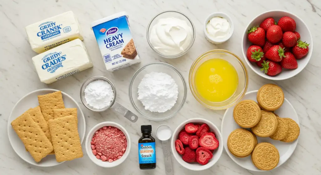 Essential Ingredients for Strawberry Crunch Cheesecake